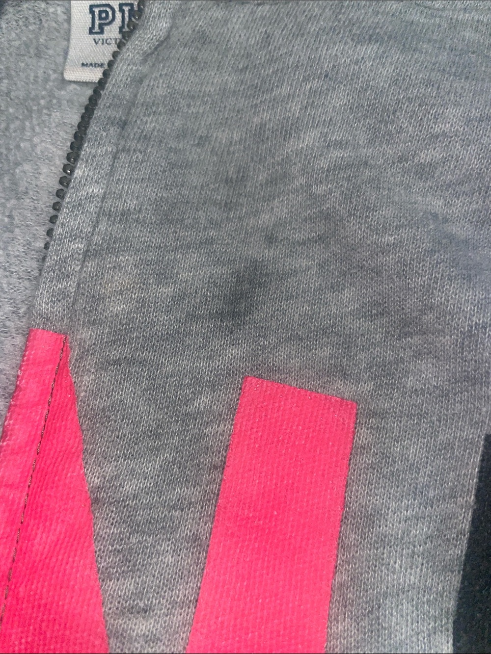 PINK Victoria's Secret Gray Zip Hoodie with Pink & Black Logo - Picture 3 of 4